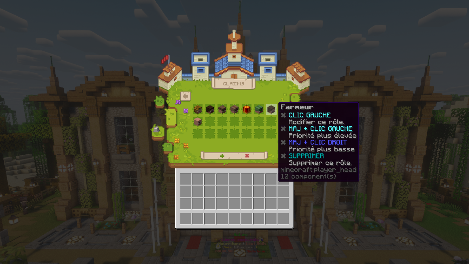 Interface de gestion des rôles